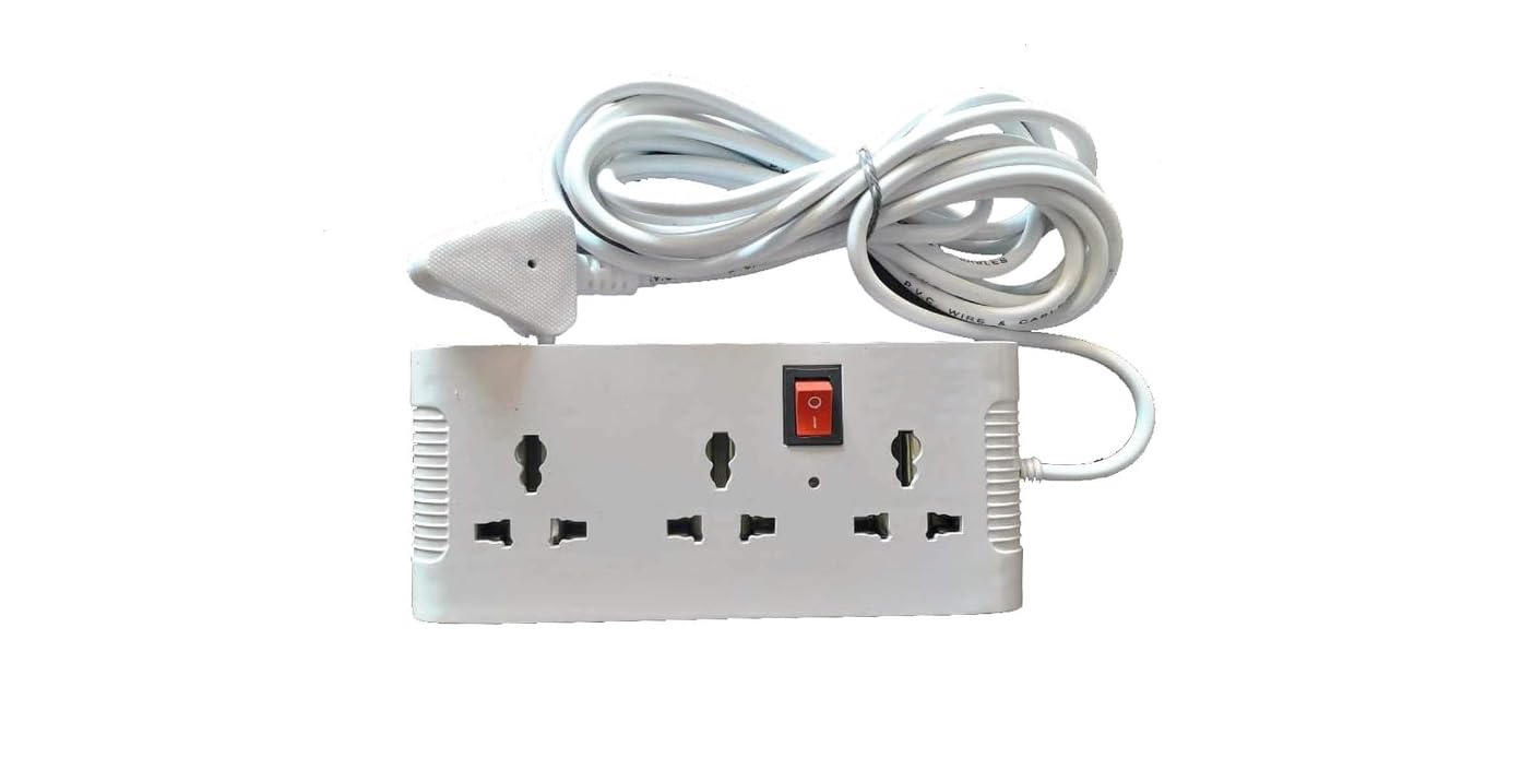 DEPOKE 240 Volts Multi Utility 6 Socket Plug Point Mini Power Strip Extension Cord/Board with Switch and Indicator, 6 International sockets, 2.4 Meter Heavy Duty Long Wire Cord Cable