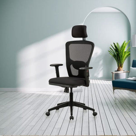 Featherlite ''Astro'' Mesh Home & Office Ergonomic Chair with, Adjustable Lumbar Support, Adjustable Armrest & DIY (High Back, Black)