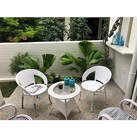 Rattan & Wicker Ratan Indai D-12 Outdoor Furniture Garden Patio Seating Set (2Chair With 1Table Set) Balcony Furniture Coffee Table Set, 81.3 Centimeters