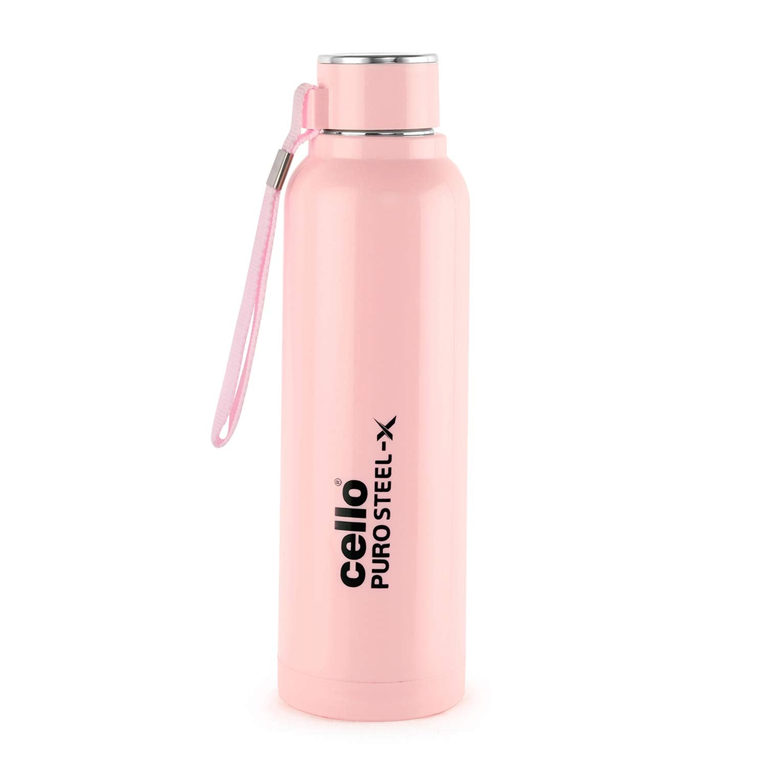 Cello Puro Steel-X Benz 900 | Leak Proof| Wide Mouth & Easy to Open | Insulated Inner Steel Outer Plastic Water Bottle | Perfect for staying hydrated at The school,college, work | 730ml | Pink