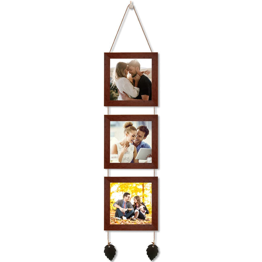 Art Street Photo Frame For Wall Set Wall Hanging Photo Frame For Home and Office Decoration (5x5 Inch - Brown)