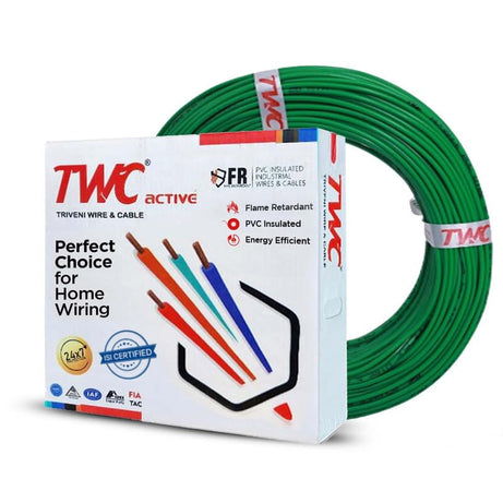 TWC Active Single Core Electrical Wire |Green, 45 Meter, 0.75 SQ.MM. |PVC electrical insulated copper wire | Cable for Domestic & Industrial Connection purpose | Flame Resistant |