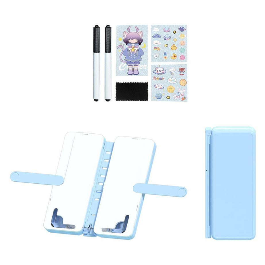 HAIYUN Pencil Cases with Book Stand Flexible Lightweight Page Holder Clips Multifunctional Standing Quicksand Pencil Case Organizer Double Layer Cute Pen Bag Holder with Notepad Large Capacity