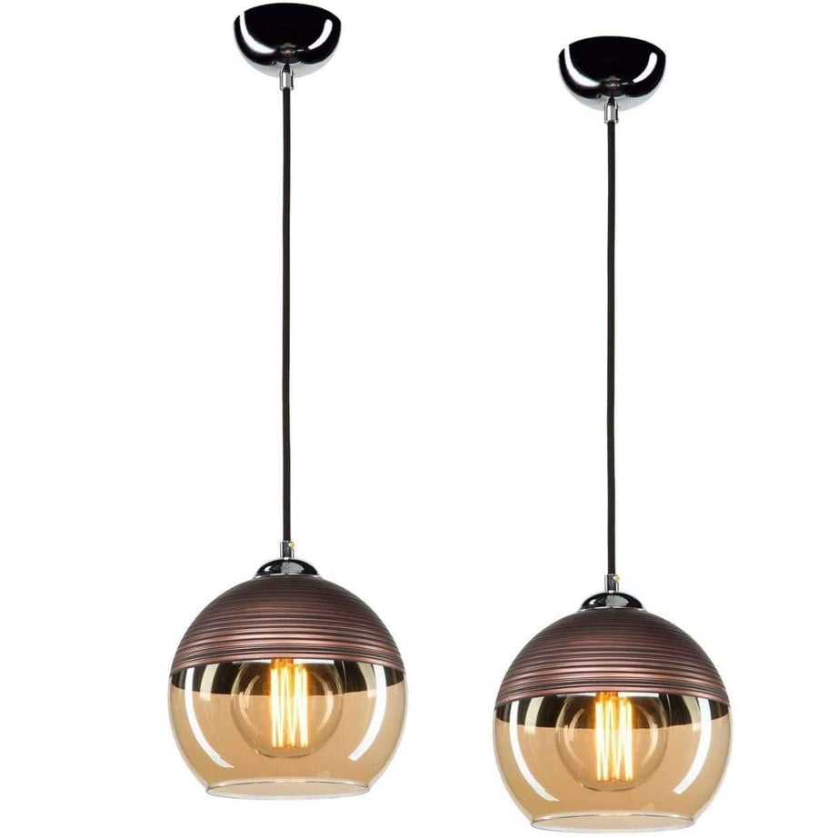 ADWAIT Glass Hanging Luster Light Pendants Ceiling Lamp (Modern) Pack of 2