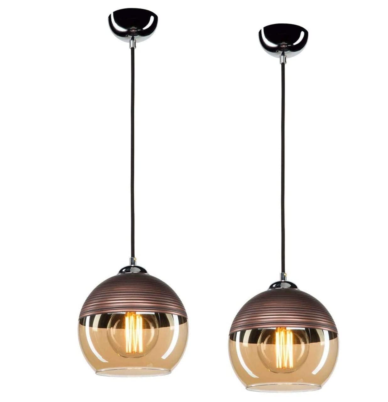 ADWAIT Glass Hanging Luster Light Pendants Ceiling Lamp (Modern) Pack of 2