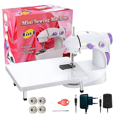 Tortoise Mini Sewing Machine with Table Set | Tailoring Machine | silai machine | stitching machine for home | Hand Sewing Machine with extension table, foot pedal, adapter, White (Without KIT)