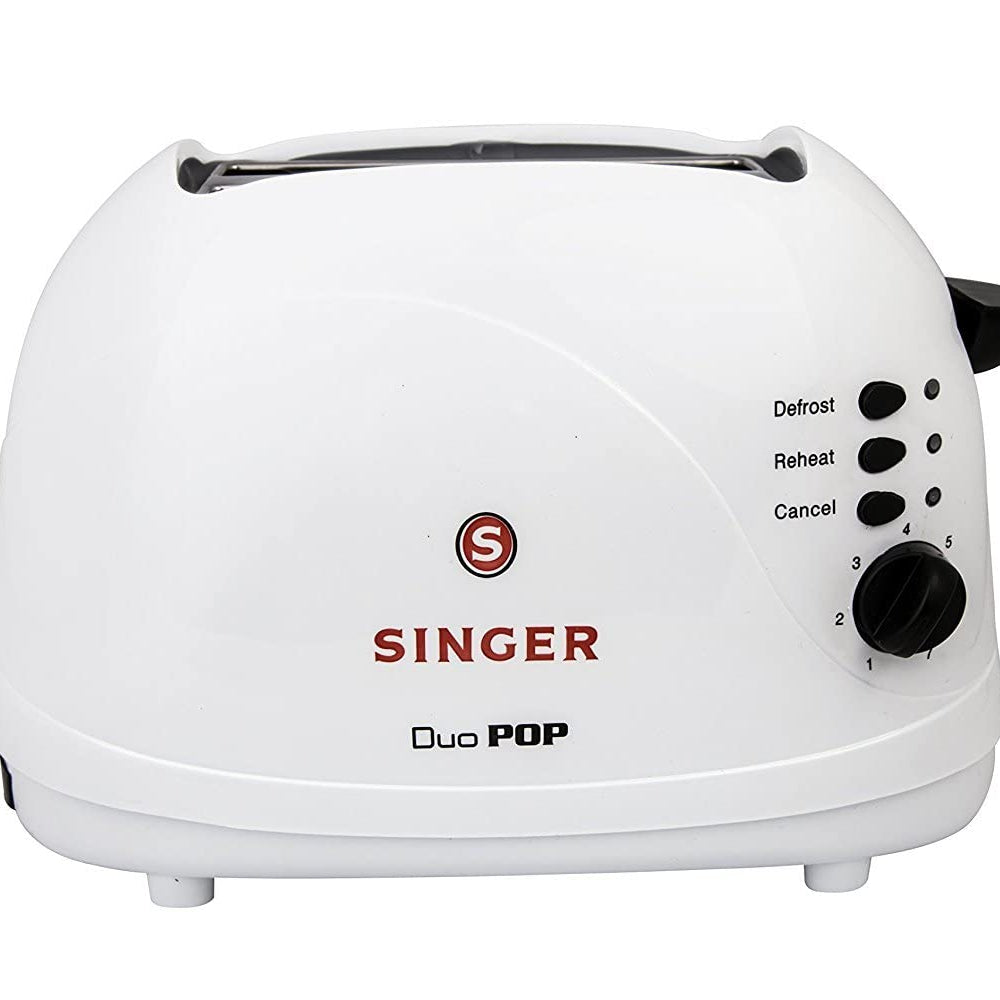 Singer Duo Pop 700 Watts 2 Slice Pop-up Bread Toaster (White)