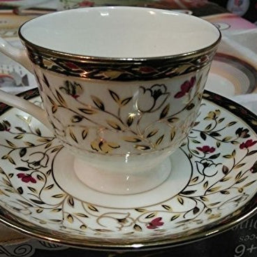 RAINCART Bone China Tableware Serving Gold Tea Cups Coffee Cups Set of 6 Cups and Saucers