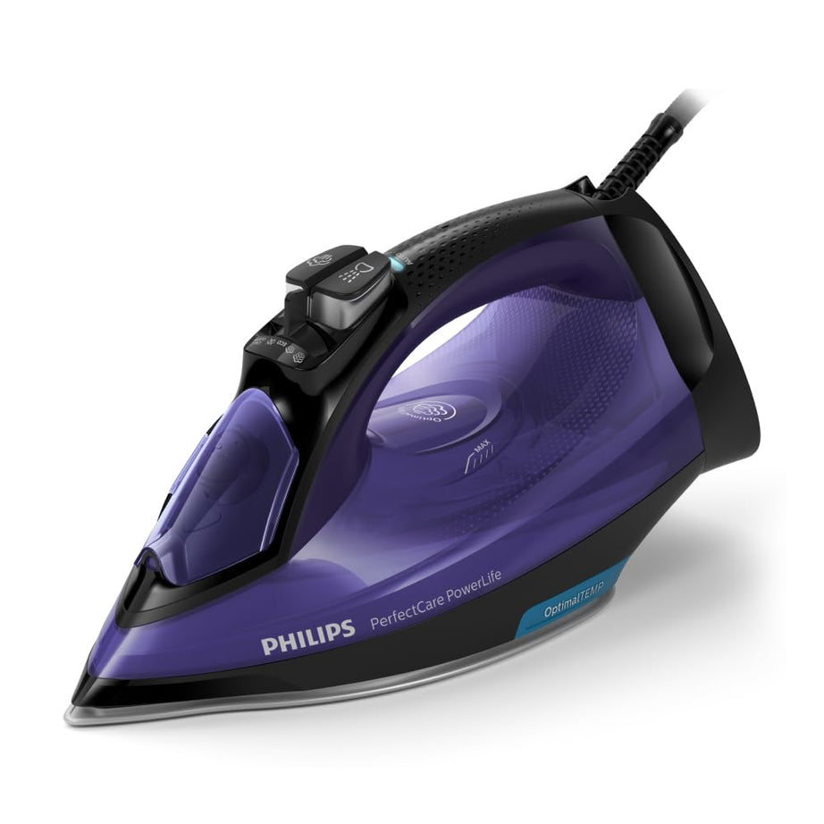 Philips Perfect Care Power Life Steam Iron GC3925/34, 2400W, up to 45 g/min steam Output, OptiTemp Technology, Steam Glide Plus Soleplate, Drip-Stop and Safety Shut-Off with No-Burns Guaranteed