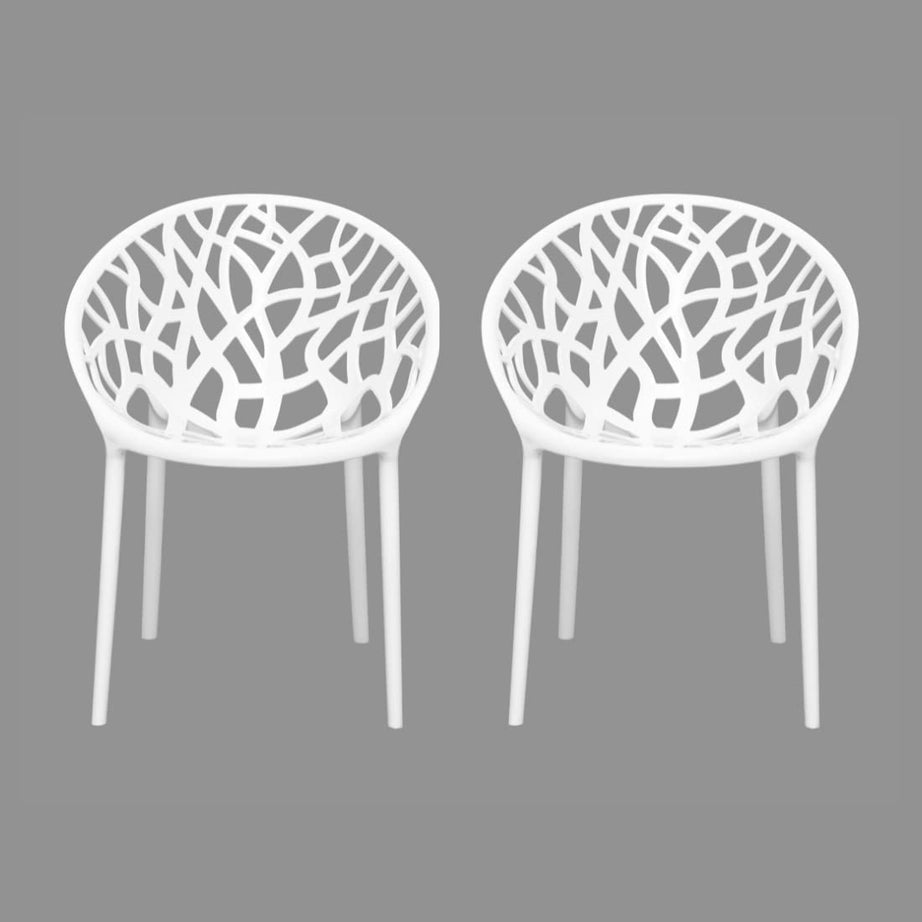 ITALICA Oxy Plastic Chair for Home, Office, Living Room/Glossy Finish Crystal Design Plastic Outdoor Chair/Patio Chairs for Balcony/Suitable for Indoor & Outdoor (5106, White Chair Set of 2, VF)