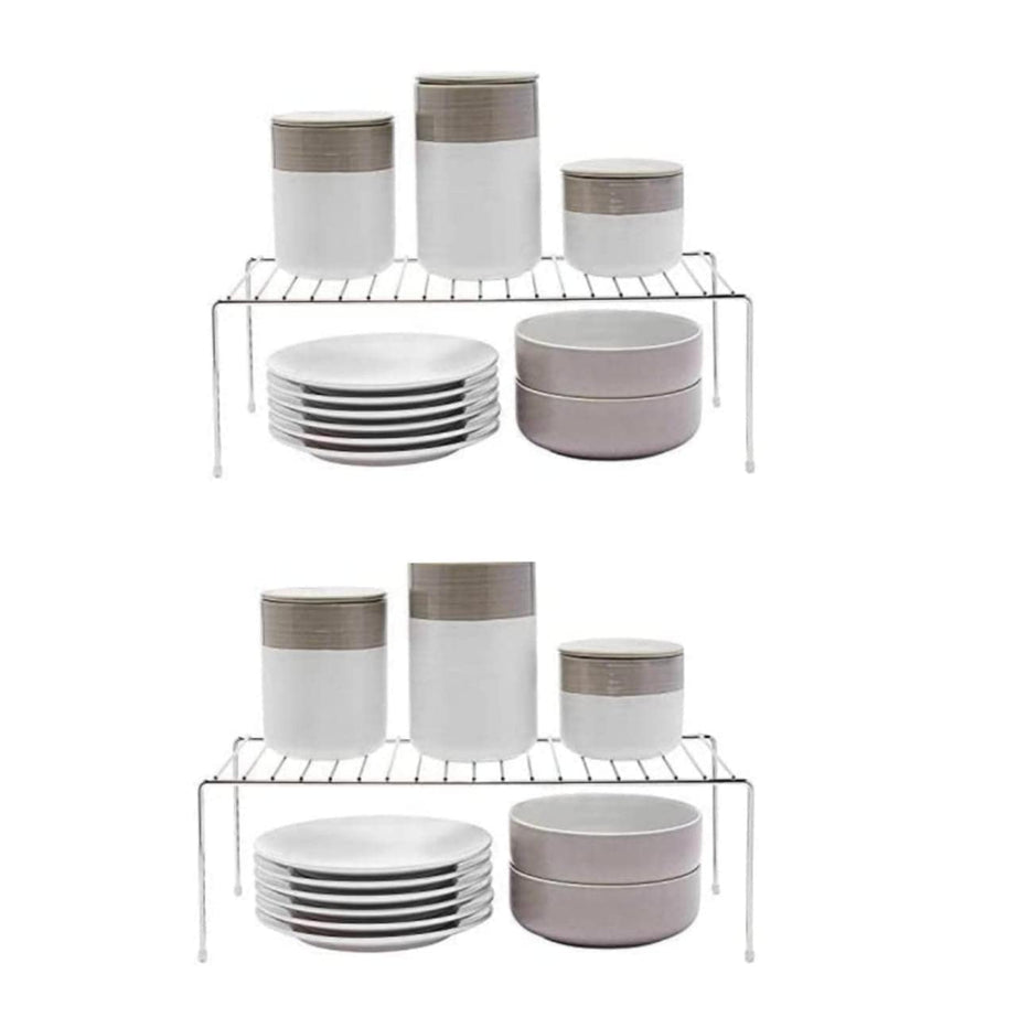 12FOR COLLECTION 2pcs Stainless Steel Kitchen Dish Rack Expandable Storage Shelves for Kitchen Cabinets Multipurpose Organizer Extend Up to 580 mm with Anti-Rust Nano Coating (Pack of 2)