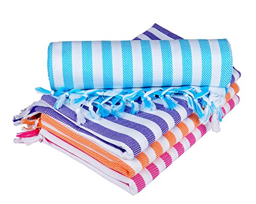 Sathiyas Cotton Non-Terry Bath Towel 480 GSM Ultra Absorbent Super Soft and Comfortable-Quick Drying Towel (Set of 4, Lavender, Blue, Orange, Pink, 75 cm X 150 cm)