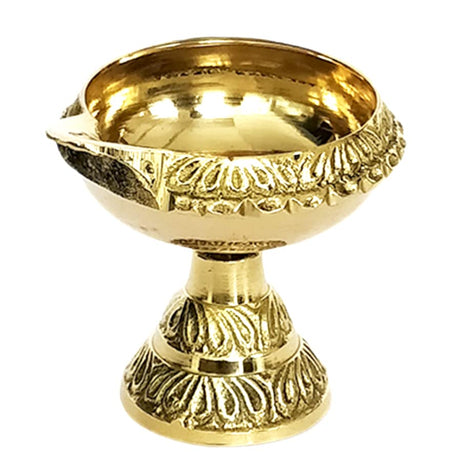 Shubhkart Kuber Diya with Stand (Size: 0) Akhand Brass Table Diya for Puja|Heavy Base Aarti Diya|Brass Deepak for Pooja Diwali Gift Item, Temple Decor, Home Mandir (5cm Height) - 54 Gm