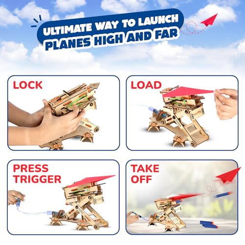 Smartivity 2in1 Hydraulic Aeroplane & Dart Launcher Toy for Kids 6-14 Years Old | Birthday Gifts for Boys & Girls | DIY Science Toy for Kids 6,7,8,9,10,11,12,13,14 YearsI STEM Wooden Construction Game