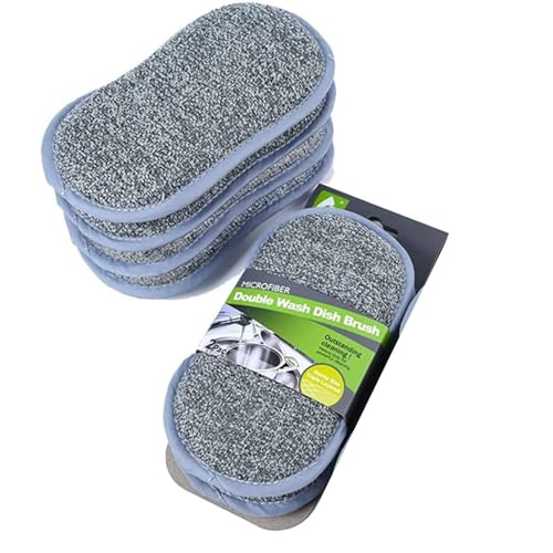 CEPLO Kitchen Scrub Sponges, 6.1x3.6 Inches, Non-Scratch Microfiber, for Dishes and Pots Multi-Purpose Effortless Cleaning of Dishes, Pots (Pack of 6)