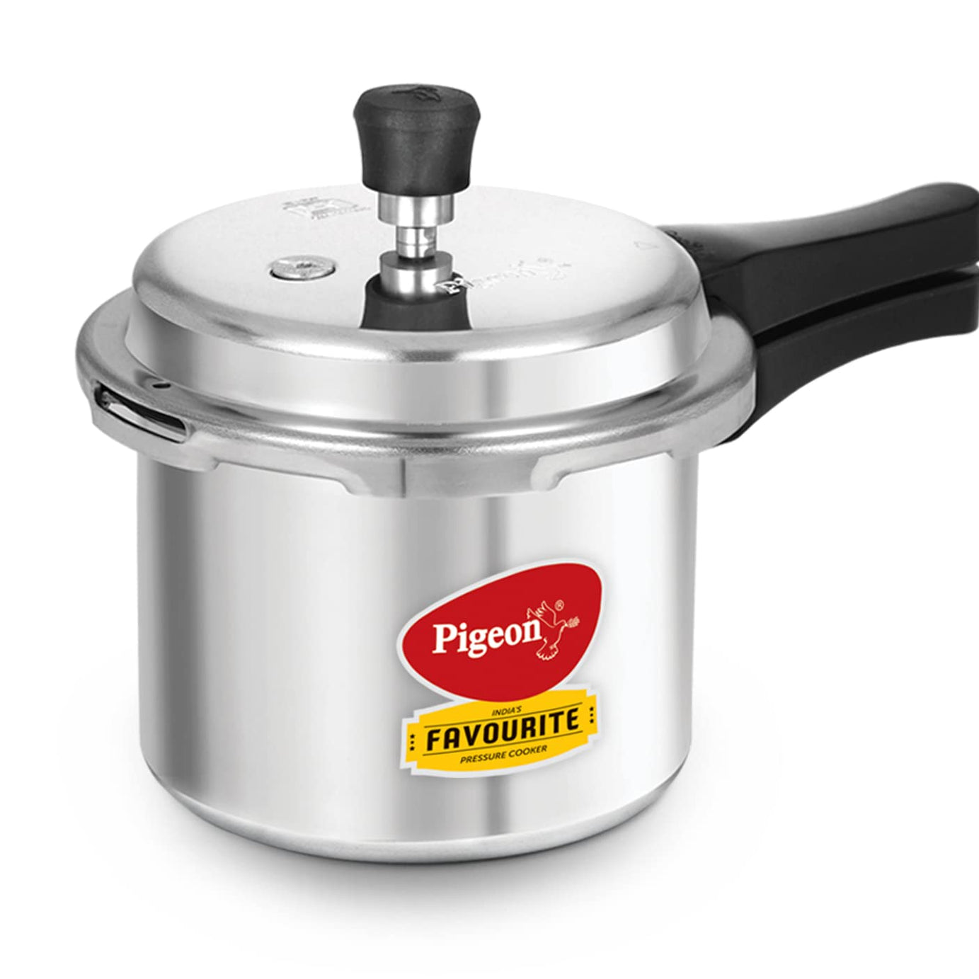 Pigeon By Stovekraft Favourite Aluminium Pressure Cooker with Outer Lid Gas Stove Compatible 3 Litre Capacity for Healthy Cooking (Silver)