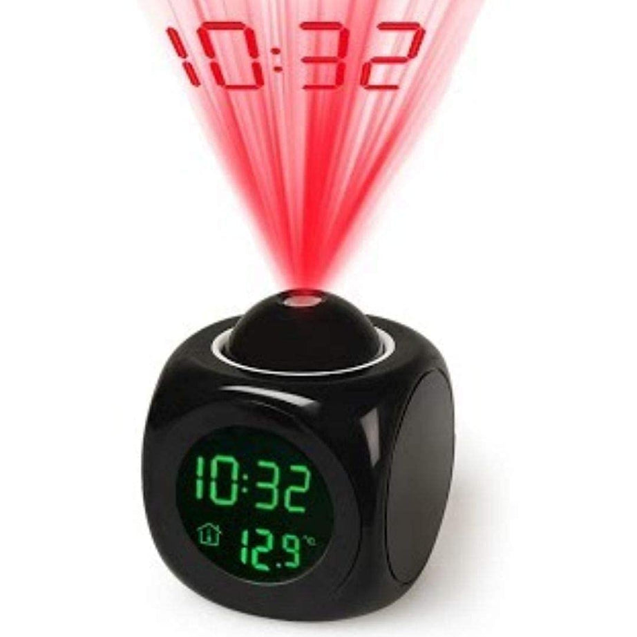 Virahi Non-Ticking with Night Light- Battery Powered Simple Design for Home Office Students Kids Bedroom Twin Bell Alarm Clock Round Table Clock. (LCD PROJECTOR ALARM CLOCK)