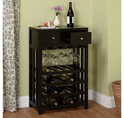 MS WOOD FURNITURE Bar-Wine Cabinet Stylish Bar Cabinet for Living Room | Wine Storage | Sheesham Solid Wood Black Finish