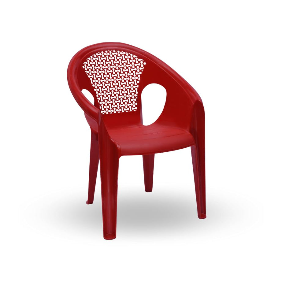 ITALICA Relaxing Plastic Chairs/Plastic Sofa Chair for Home and Garden/Sofa Chair Set for Living Room Furniture/Oversized Plastic Chair (43X63X83 Cm, 9033-Set of 1 Chair, Red)