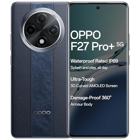 OPPO F27 Pro+ 5G (Midnight Navy, 8GB RAM, 128GB Storage) | 6.7" FHD+ AMOLED Toughest 3D Curved Display|64MP AI Featured Camera|IP69 | 67W SUPERVOOC| with No Cost EMI/Additional Exchange Offers