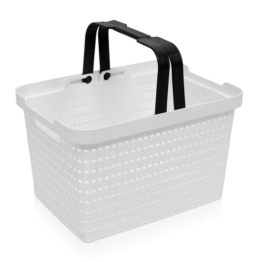 Fun Homes Basket | Plastic Storage Basket for Fruits | Storage Basket for Picnic | Storage Basket for Kitchen | Stationery Storage Basket | FLORA-222 | White