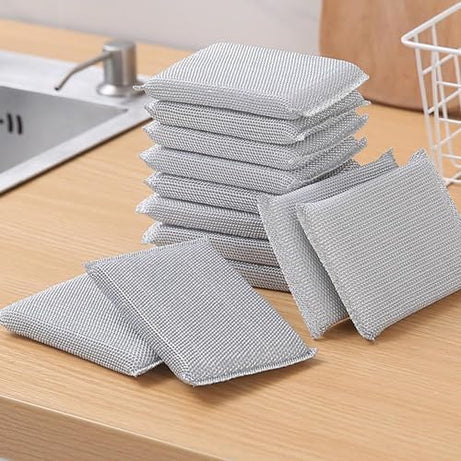 ICHHA HOUSE Sponge Scrubber, Scrub Sponge for Utensil Cleaning, Scratch Proof Scrubber for Kitchen Utensils, Steel Wire Non-Scratch Reusable Dishwashing Sponge for Kitchen (16)