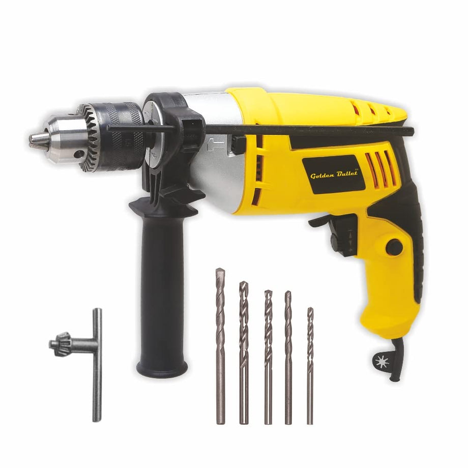 GOLDEN BULLET HI93 Impact Drill- Reversible Drill -600W 0-2800rpm -13mm chuck- 6 drill bits – Variable Speed – Drill machine (6 Month warranty) for Home use (With Drill bits)