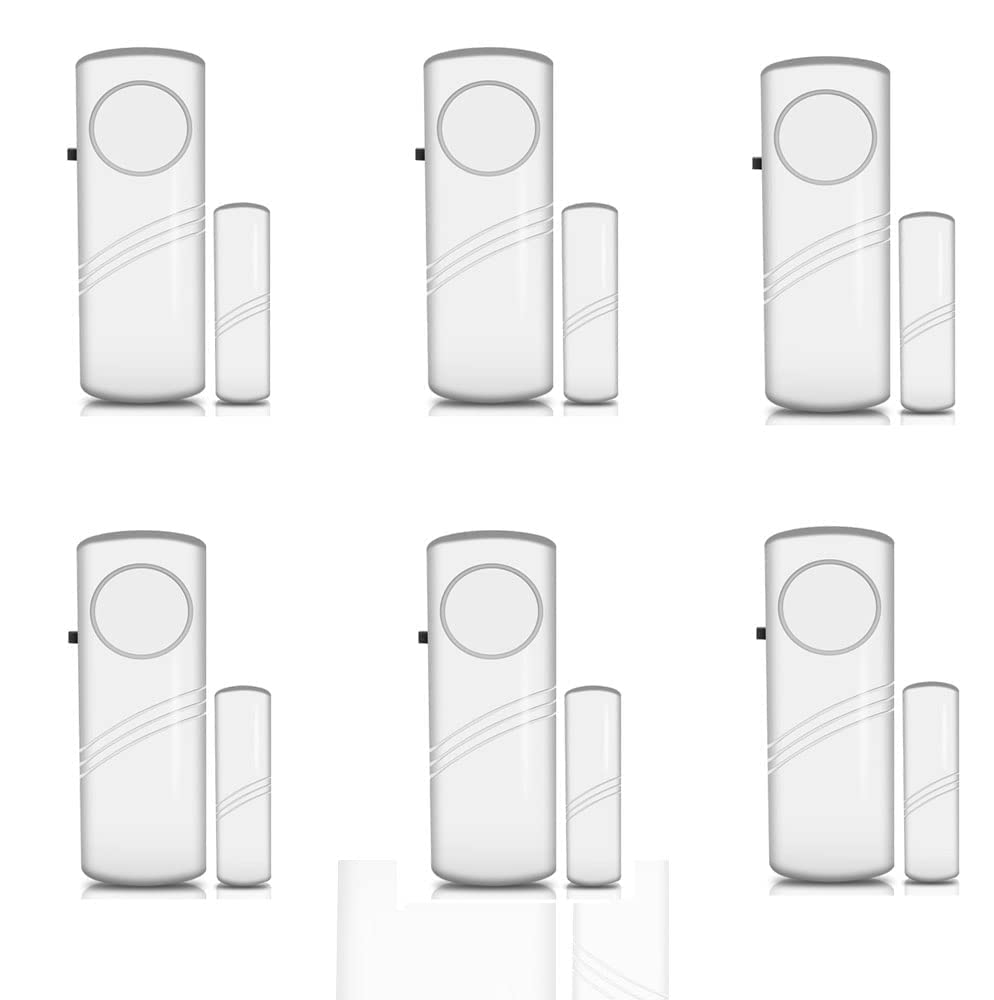 Cezo Wireless Door Window Open Alert Home Security System Siren/Alarm, Standard Size, White (6)