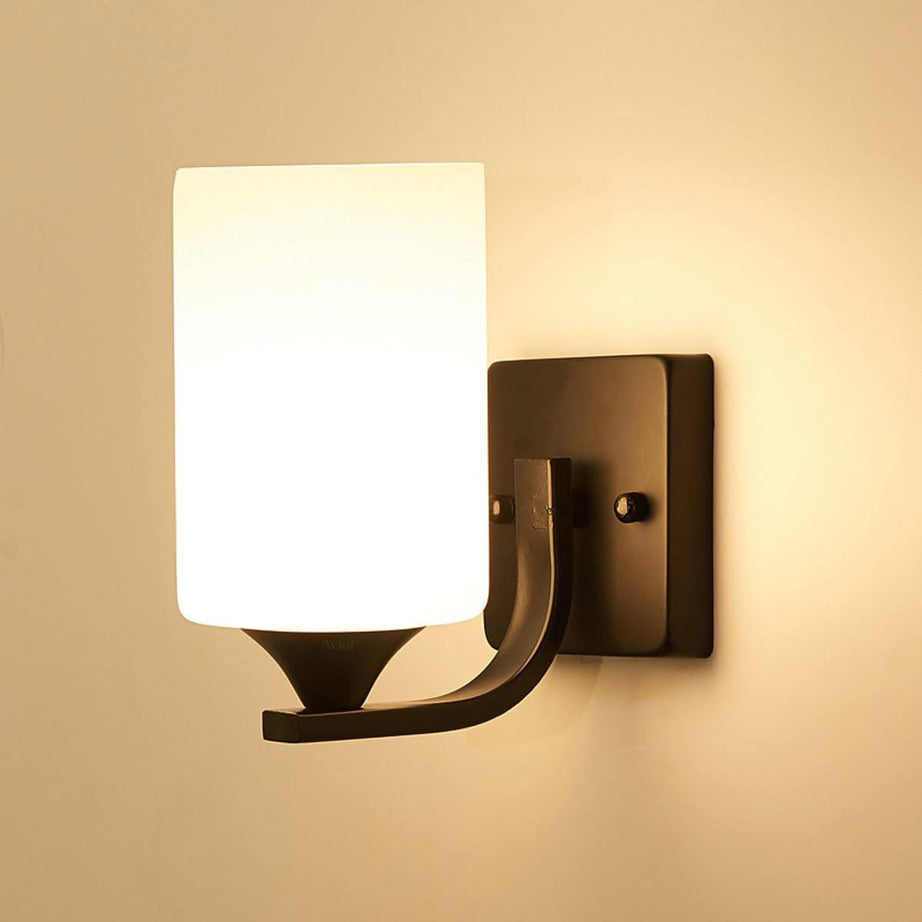 BrightLyt Classic Design Wall Lights for Living Room, Wall Lamps for Bedroom (Metal Black Up & Down Lighting, Black One Shade)