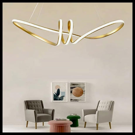 Smartway®- Chandelier for living room,modern,dining table,hall,hanging ceiling light,pendant lamp, 72W Golden Modern,Smart Voice Assist (Google, Alexa), App Control