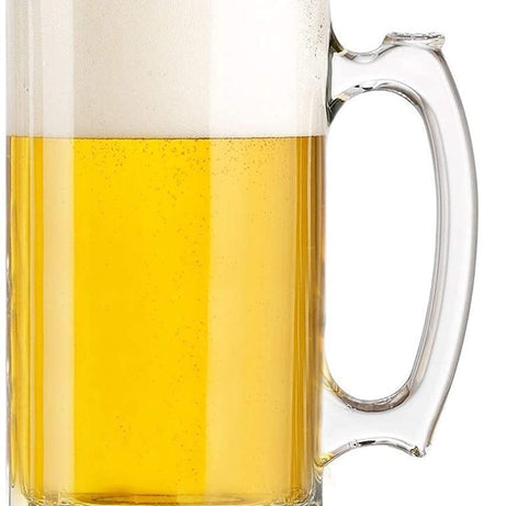 PrimeWorld Glass Beer Mug Set - 4 Pieces, Clear, 440 ml