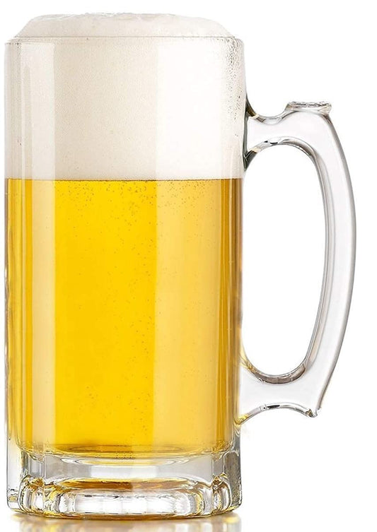 PrimeWorld Glass Beer Mug Set - 4 Pieces, Clear, 440 ml