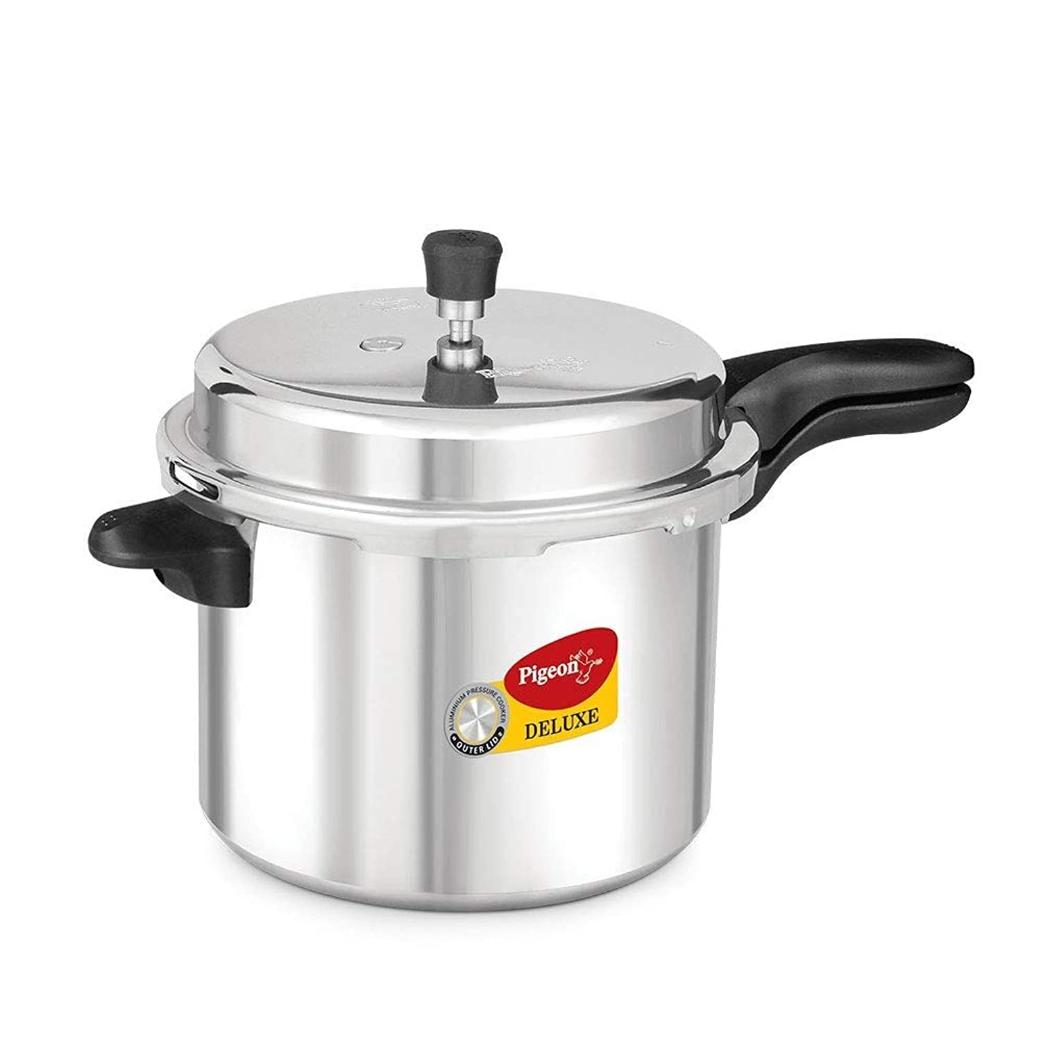 Pigeon by Stovekraft Deluxe Aluminium Outer Lid Pressure Cooker, 7.5 Litres, Silver