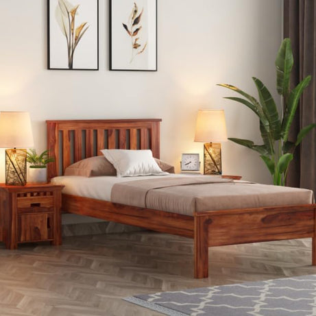 Kunjal Furniture Solid Sheesham Wood Single Bed Furniture for Bedroom Wooden Cot for Home