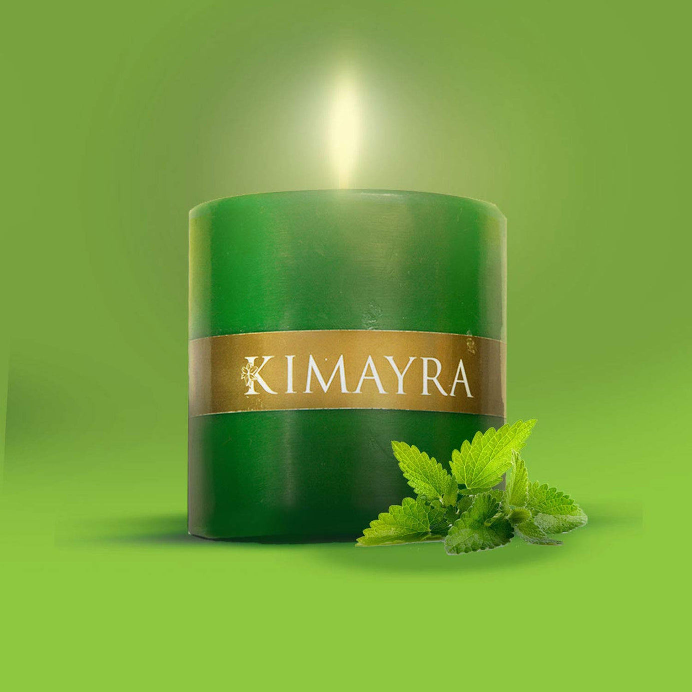 Kimayra World Spearmint Aromatic Candles For Meditation Natural Aromatherapy Candles Stress Relief Soothing Effect Scented Pillar Candles