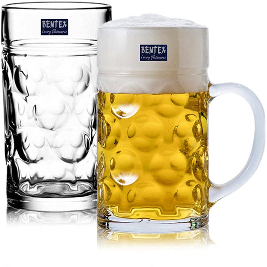 BENTEX LUXURY GLASSWARES Glass Big Large Size Beer Mug, 600 ml, Clear, Set of (2)