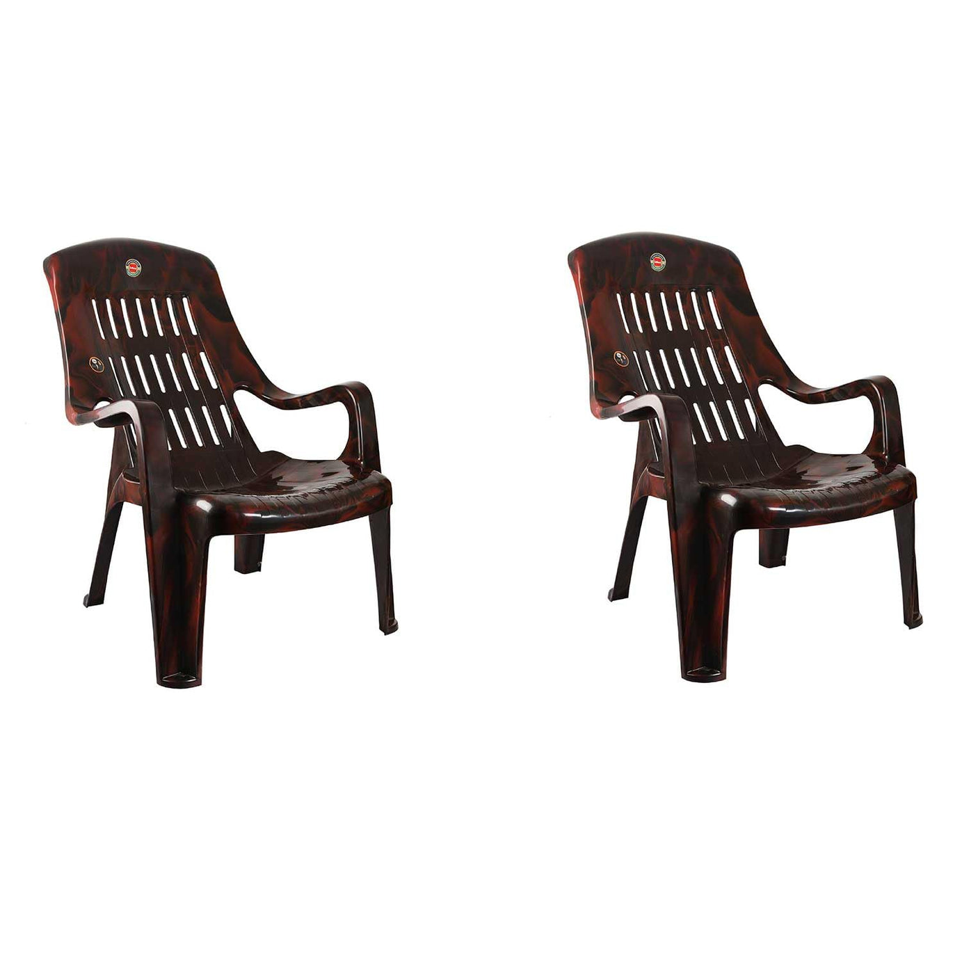 Cello Comfort Plastic Relaxed Armchair, Set of 2 (Rosewood Brown)