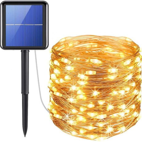 ARYAVRATA Solar Fairy String Light Outdoor, 39 Ft 120 LED IP65 Waterproof 8 Modes Copper Wire for Garden Yard Diwali&Home Decor led Lights (12mtr-Warmwhite)