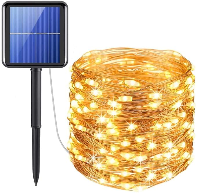 ARYAVRATA Solar Fairy String Light Outdoor, 39 Ft 120 LED IP65 Waterproof 8 Modes Copper Wire for Garden Yard Diwali&Home Decor led Lights (12mtr-Warmwhite)