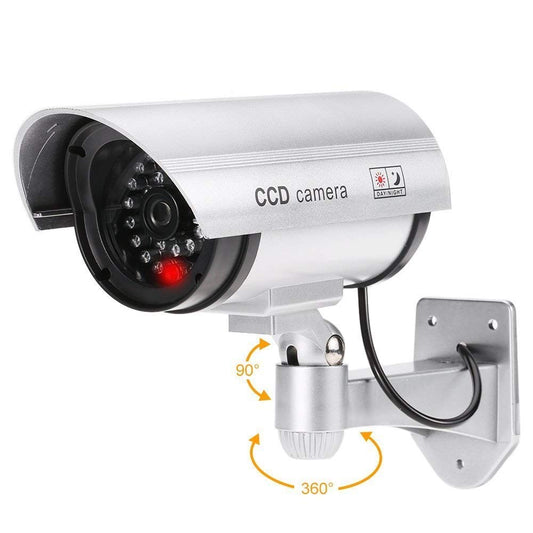 divinezon Fake Security CCTV Bullet Wired Camera With Red Flashing Light | Pack Of 1 | Silver