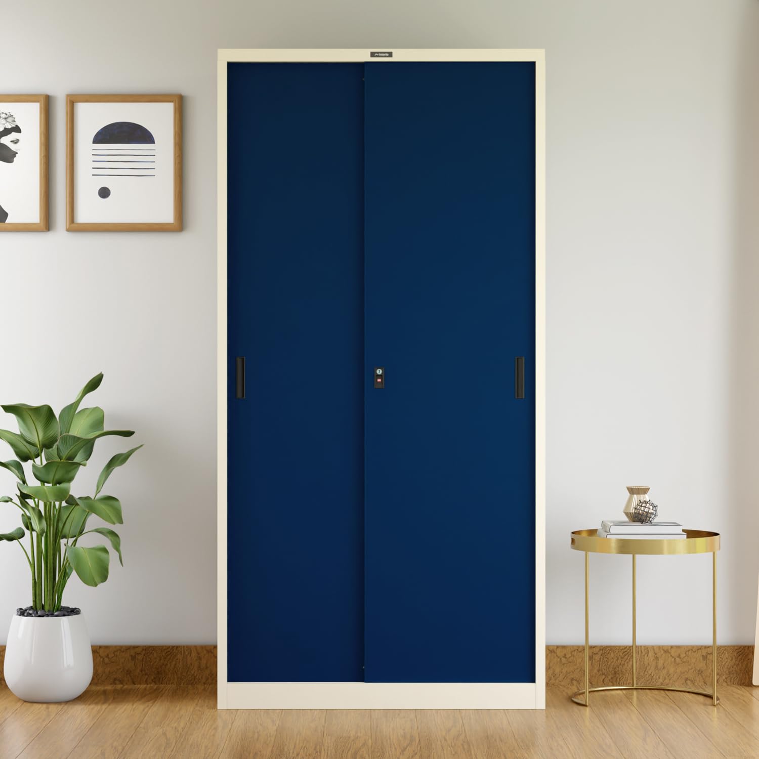 GODREJ INTERIO Vurv 2-Door Sliding Steel Wardrobe (Sapphire Blue)