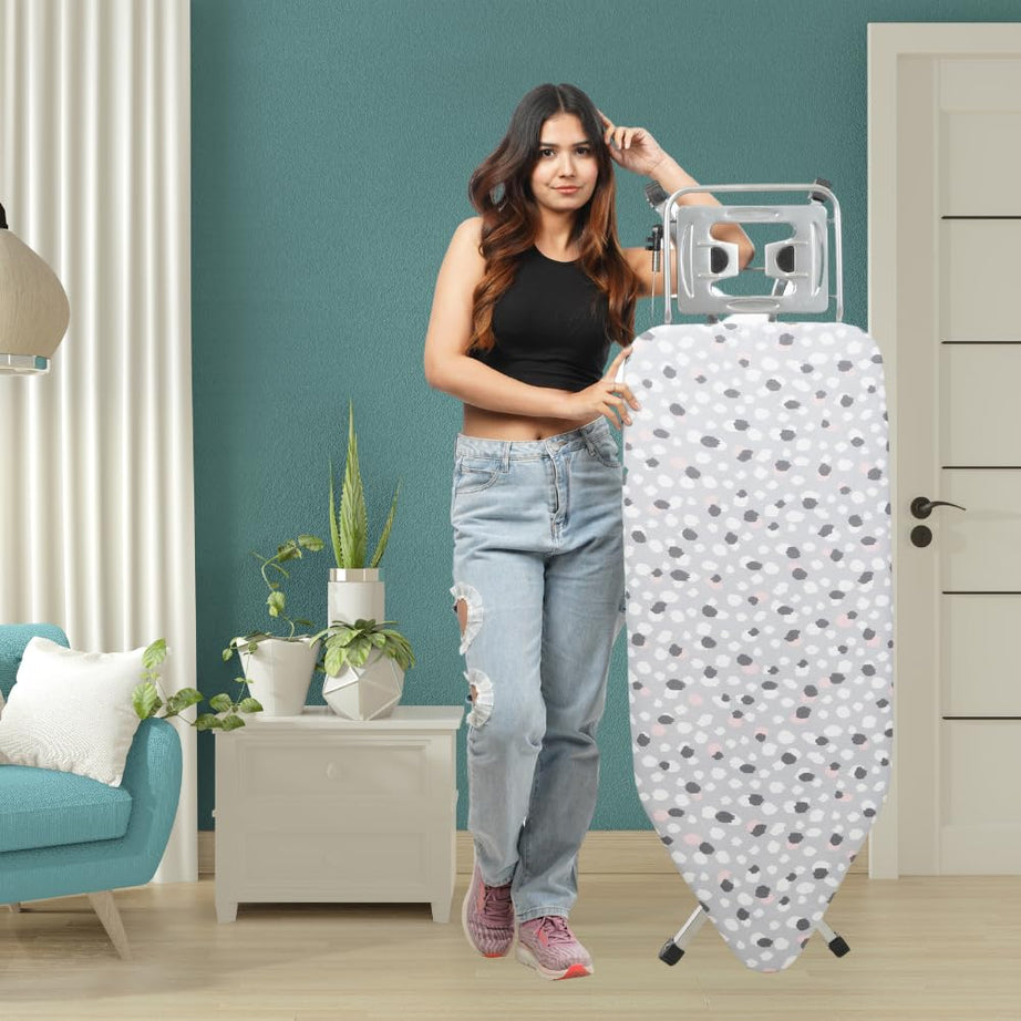 CIPLAPLAST Super Mesh Ironing Board Large & Foldable Aluminised Cloth Cover | Ironing Table for Home | Dress Ironing Table | Iron Press | Cloth Ironing Table | Silver (140X47 cm) (Mesh Large)