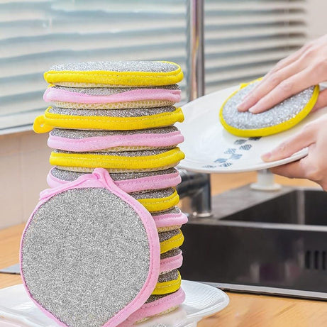 SHAPAT 2-in-1 Dishwashing Scrub & Sponge for Kitchen (Round Sponge) Cleaning Dishes and Cookware (15)