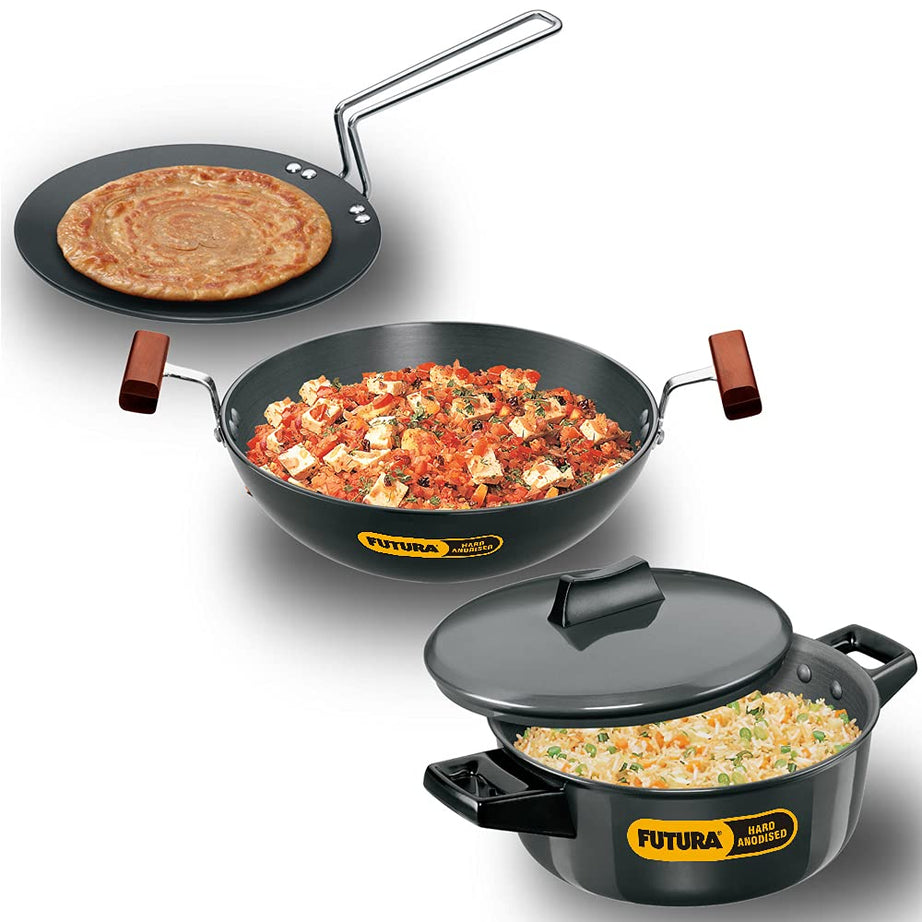 Hawkins Futura Hard Anodised Cookware, 4 Pieces Set (LS5)