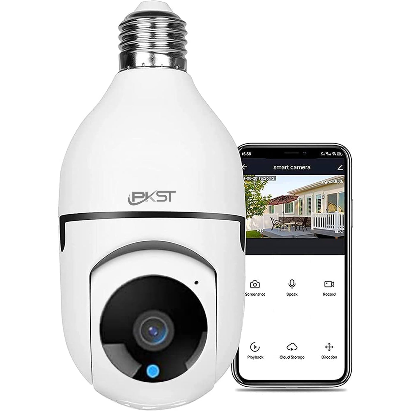 PKST Security WiFi Outdoor Wireless 2MP CCTV Bulb Camera Full HD 1080P IP Camera, Home Surveillance CCTV Cameras with Motion Detection Alarm/Night Vision Dome Camera (Night Vision)