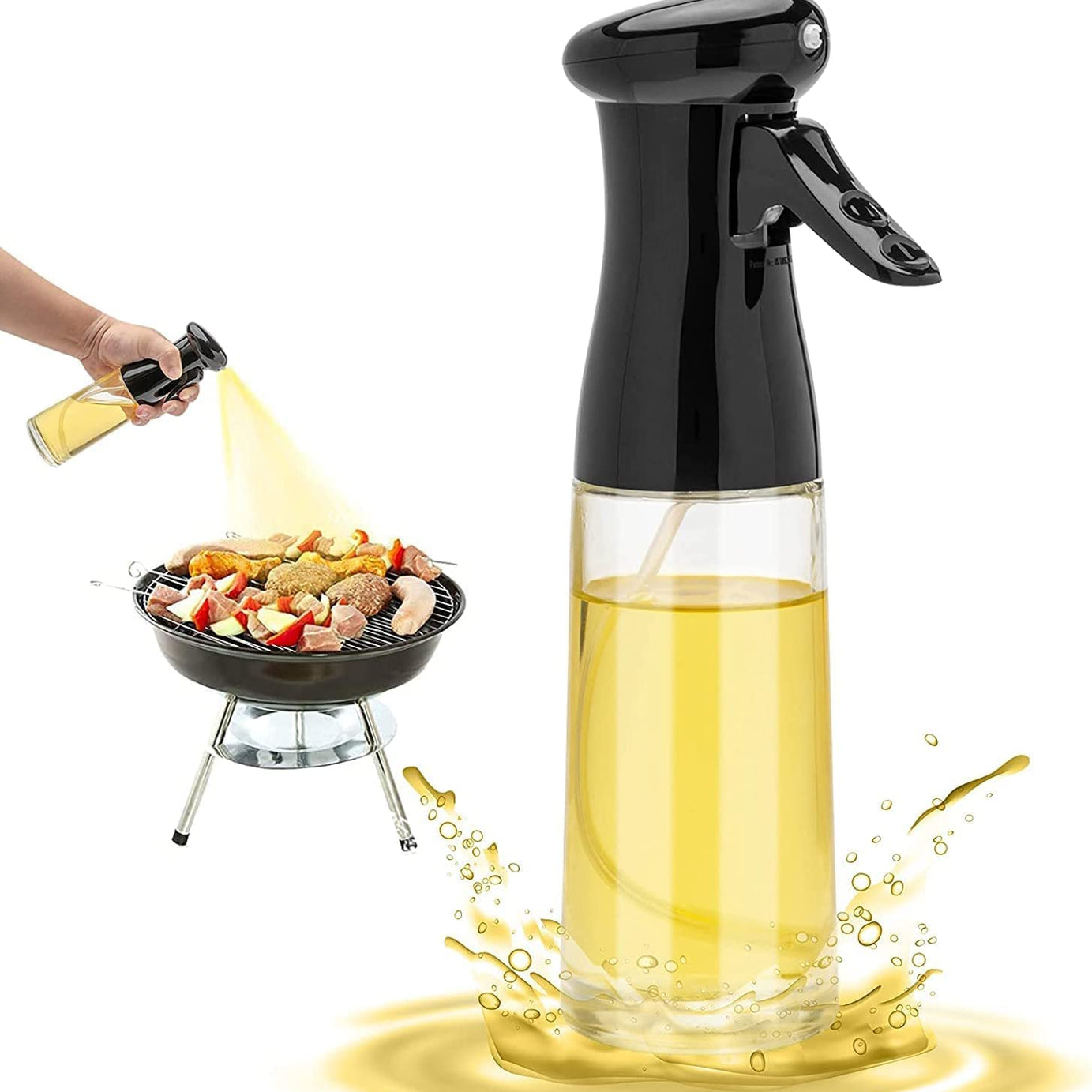 Slyford 200ml Glass Oil Dispenser Spray Bottle, Refillable Food Grade Oil Vinegar Sprayer Bottles for Kitchen, Air Fryer, Salad, Baking, Grilling, Frying (Pack of 1) (Multi Colour)