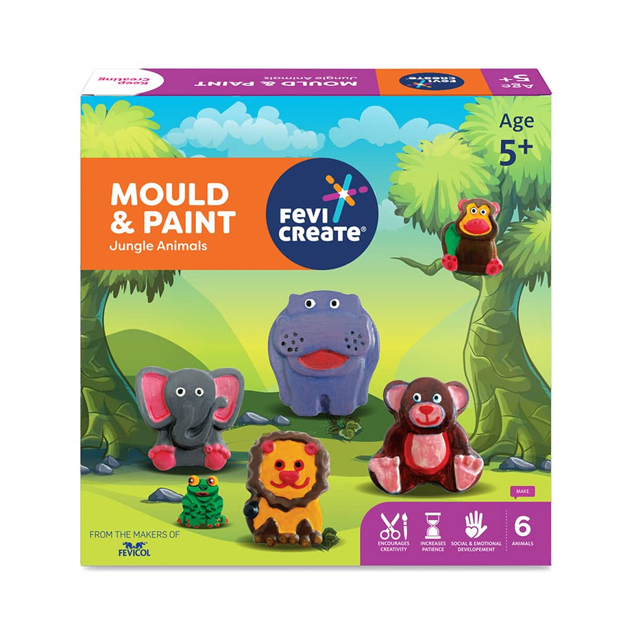 Fevicreate DIY Mould and Paint Jungle Animals craft kit | Kids DIY craft 5 years | DIY craft and paint kit