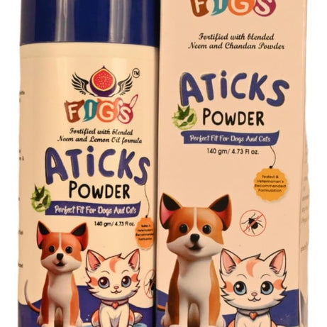 FIGS ATiCKS POWDER 140 GM Anti Tick & Flea Powder for Dogs, Promotes Healthy Skin, Effective for Itching, Dry Skin and Infections | Cruelty Free | Relieves Itching Fungal Infections