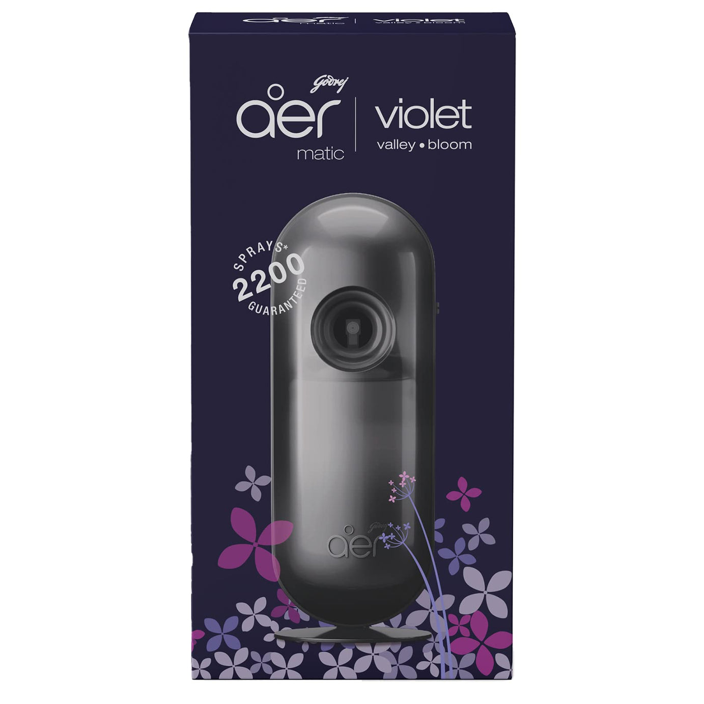 Godrej aer Matic Kit (Machine + 1 Refill) - Automatic Room Fresheners with Flexi Control Spray | Violet Valley Bloom | 2200 Sprays Guaranteed | Lasts up to 60 days (225ml)