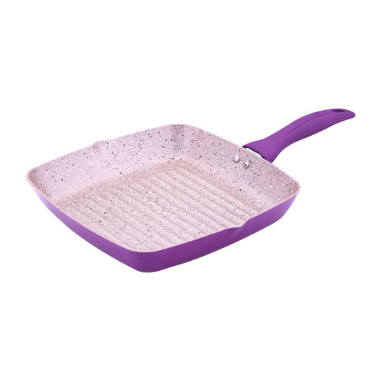 Wonderchef Royal Velvet 24cm Grill Pan | Soft-Touch Handles |Non – Toxic I Virgin Aluminium| 3 mm Thick | 2 Year Warranty | Purple